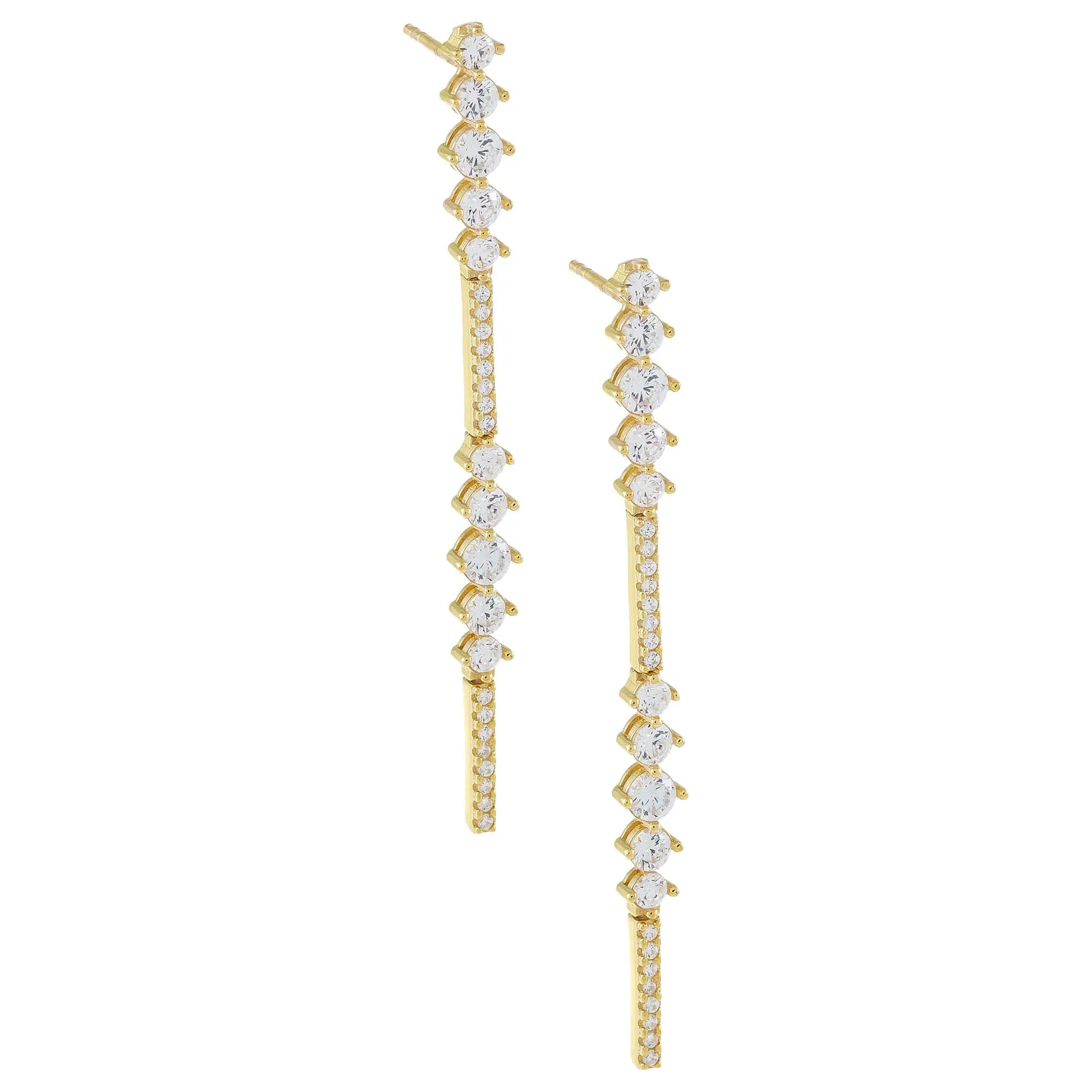 CZ Round X Bar Drop Earring