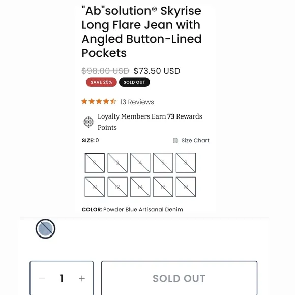 Democracy Ab solution Skyrise Long Flare Jean w Angled Button-Lined Pockets 12