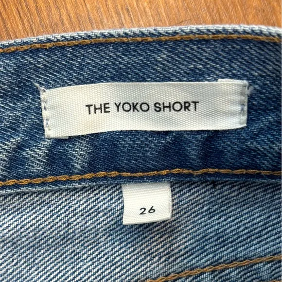 DENIM FORUM Yoko Short ARITZIA Button Fly Vintage Booty Blue Jean Cut Off Raw 26