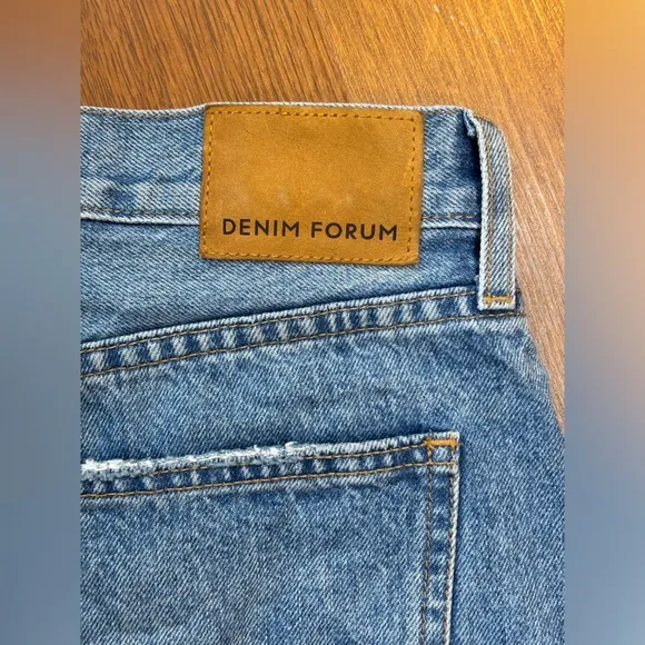 DENIM FORUM Yoko Short ARITZIA Button Fly Vintage Booty Blue Jean Cut Off Raw 26