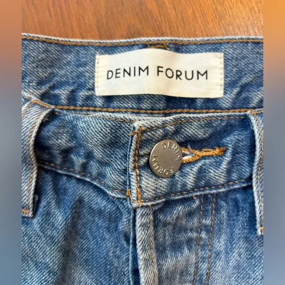 DENIM FORUM Yoko Short ARITZIA Button Fly Vintage Booty Blue Jean Cut Off Raw 26
