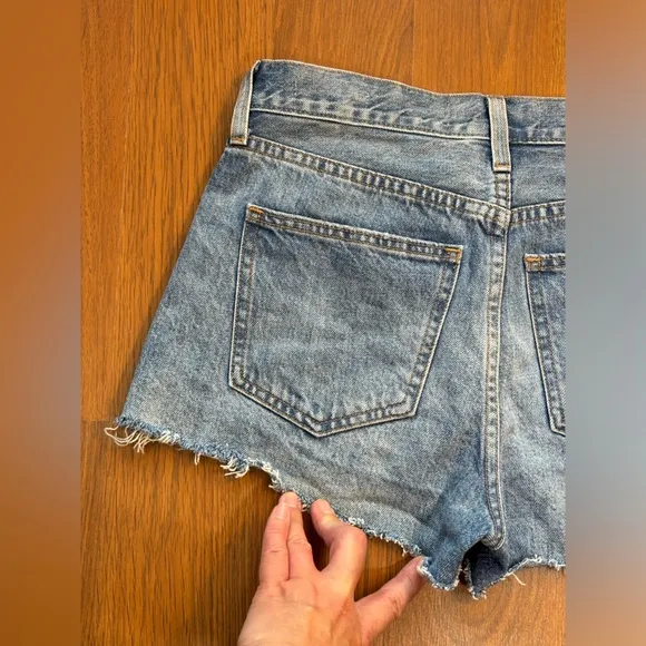 DENIM FORUM Yoko Short ARITZIA Button Fly Vintage Booty Blue Jean Cut Off Raw 26