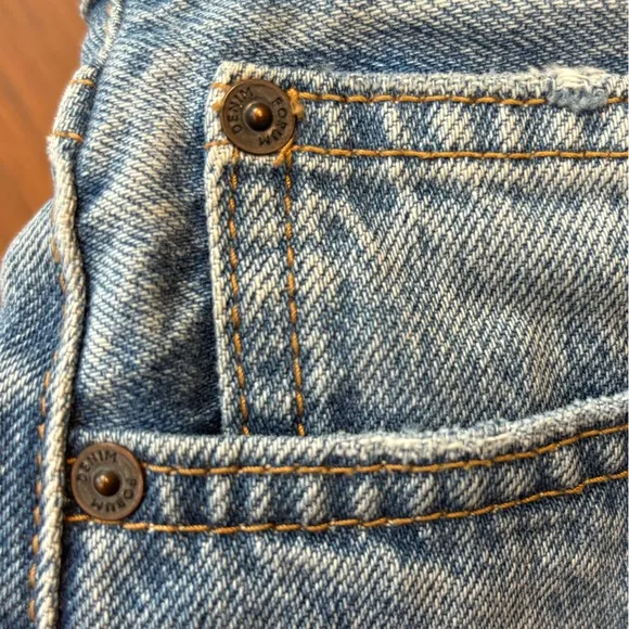 DENIM FORUM Yoko Short ARITZIA Button Fly Vintage Booty Blue Jean Cut Off Raw 26