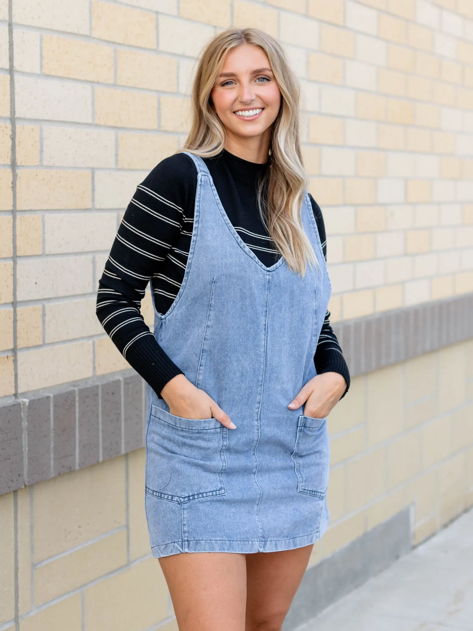 Denim Overall Short Dress