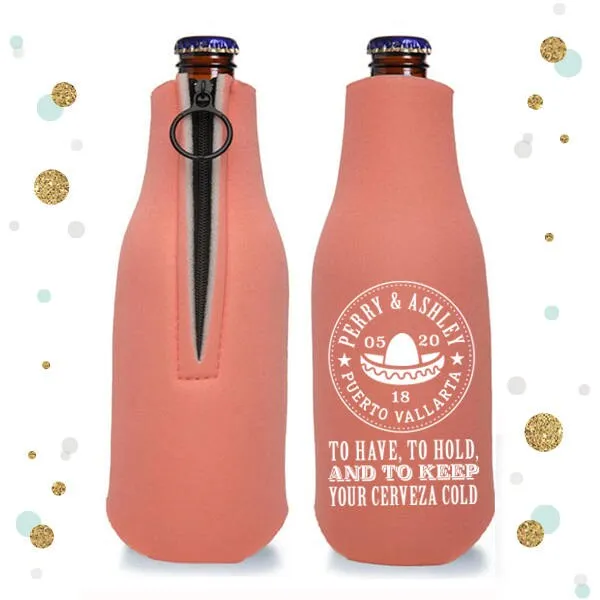 Destination Wedding - Collapsible Foam Zippered Bottle Cooler #5Z