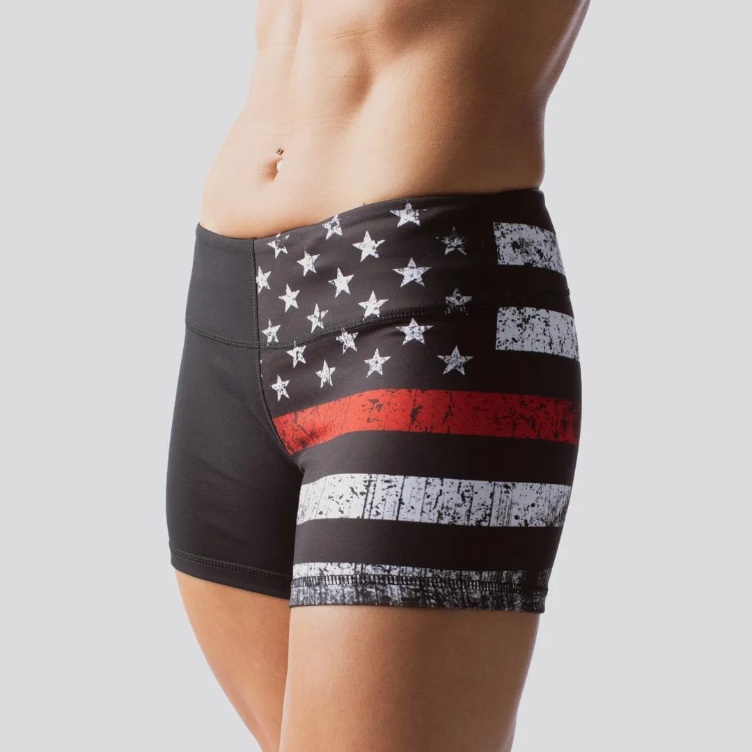 Double Take Booty Short (Thin Red Line)
