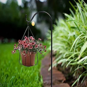 Easy&Fashion E&F-C202 Shepherd Hook,48 Inch Black 2 Of SetS,Premium Metal,Rust Resistant for Hanging Plants,Hanging Plant Baskets,Mason Jars,Lanterns