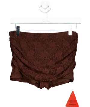 Ego Brown Lace Low Rise Fold Over Booty Shorts UK 10