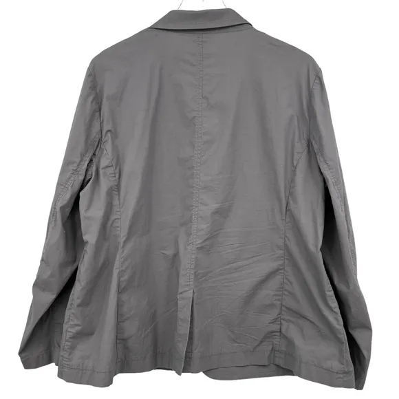 Eileen Fisher Gray Stretch Poplin Classic Modern 2-Pocket 2-Button Blazer Sz 1X