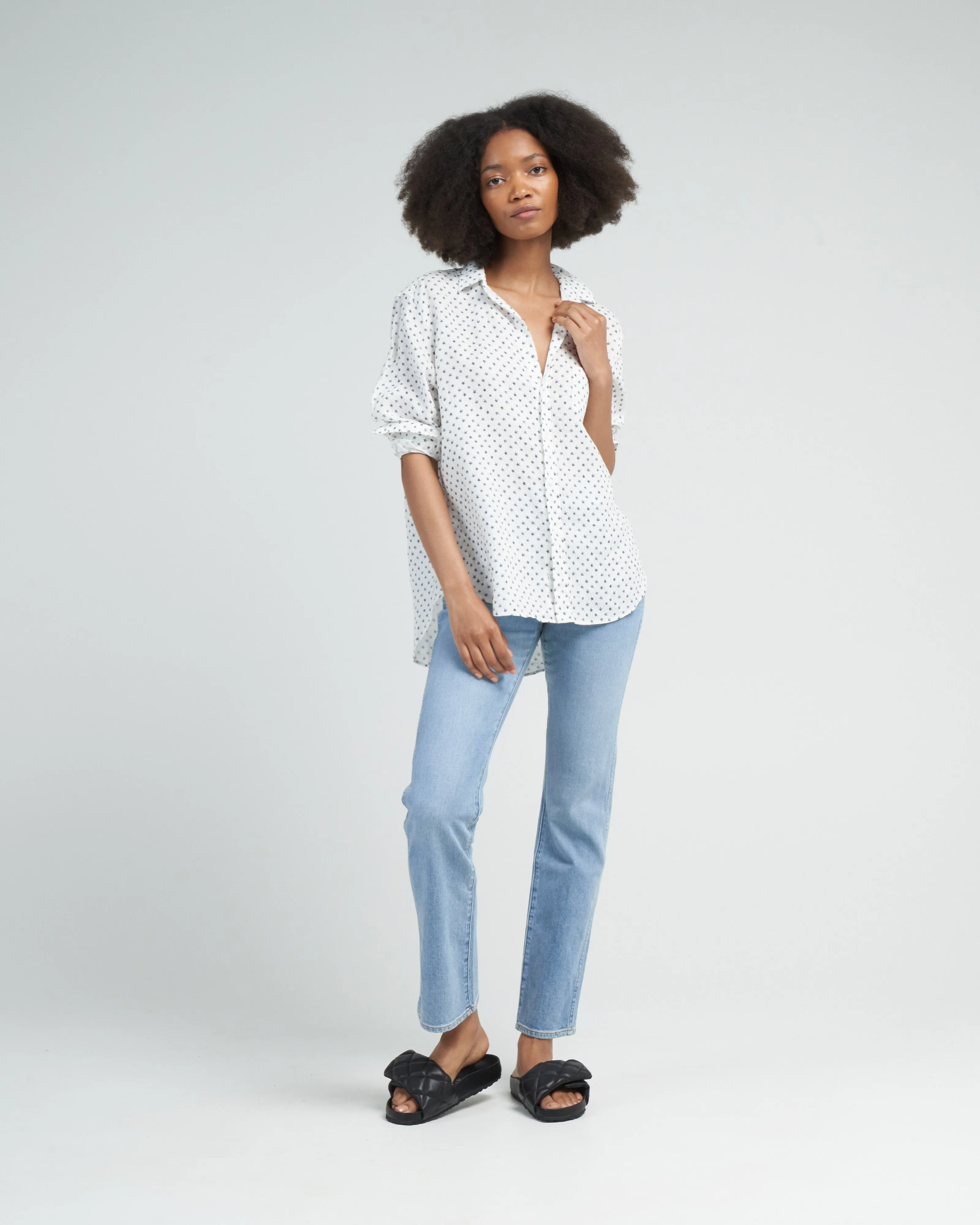 eileen relaxed button-up shirt - navy stars