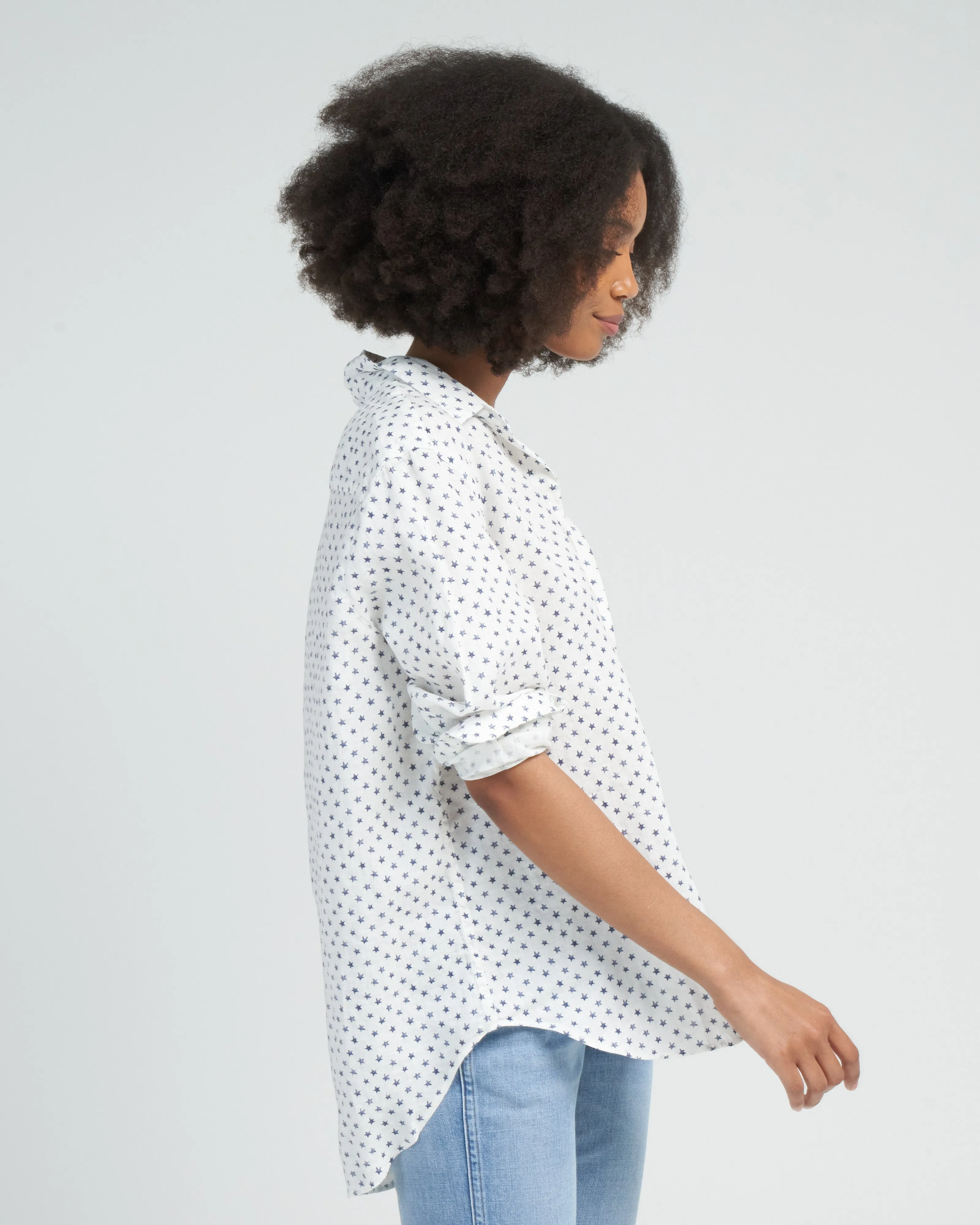 eileen relaxed button-up shirt - navy stars