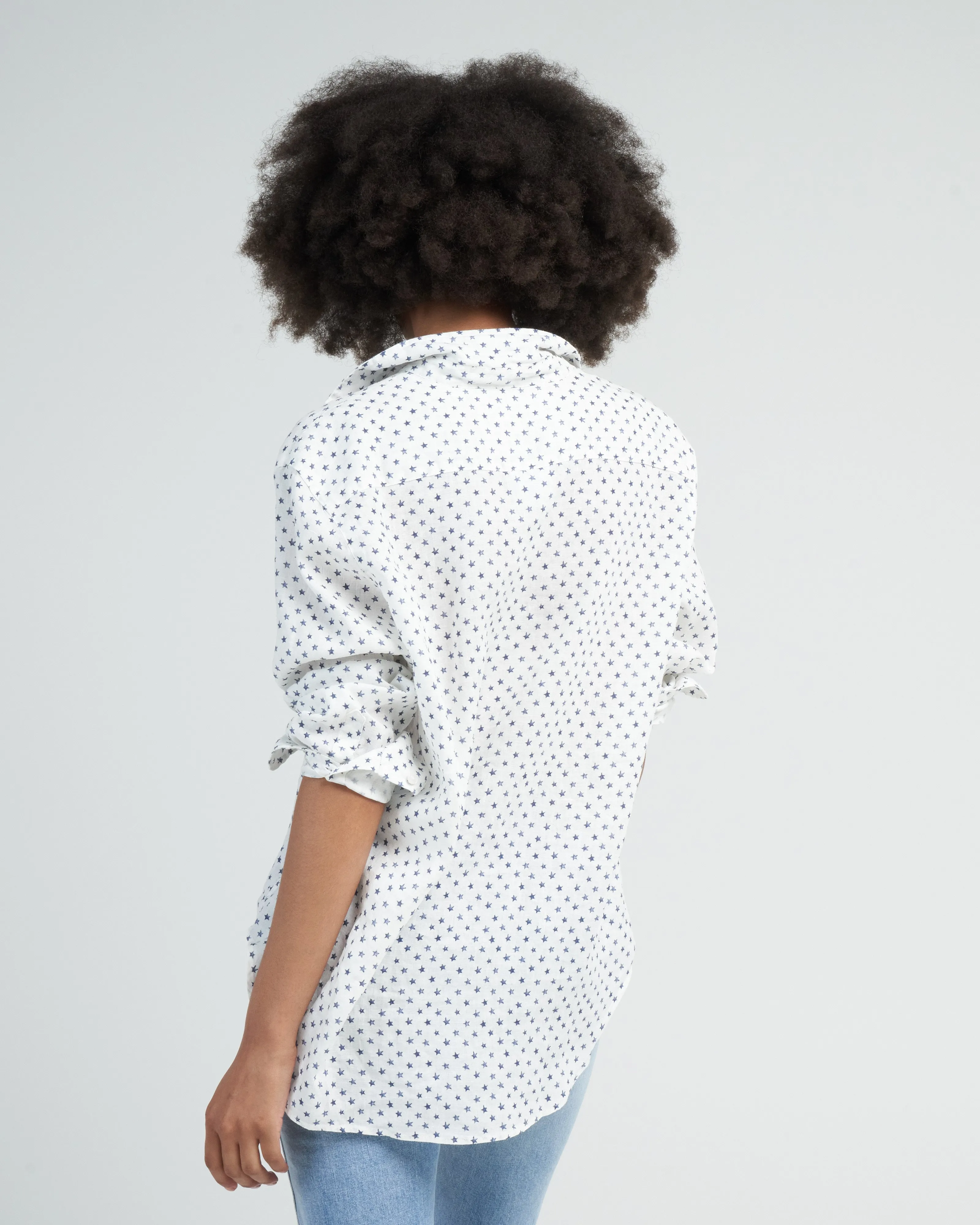 eileen relaxed button-up shirt - navy stars