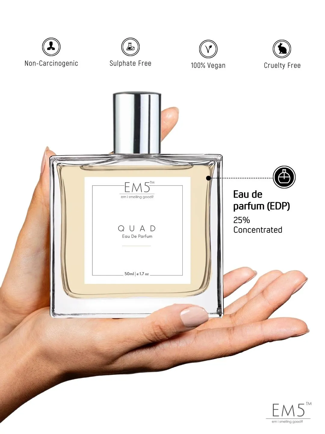 EM5™ Quad Perfume for Men | Eau De Parfum Spray | Tobacco Vanilla Woody Cinnamon Fragrance Accords| Luxury Gift for Him | Sizes Available: 50 ml / 15ml