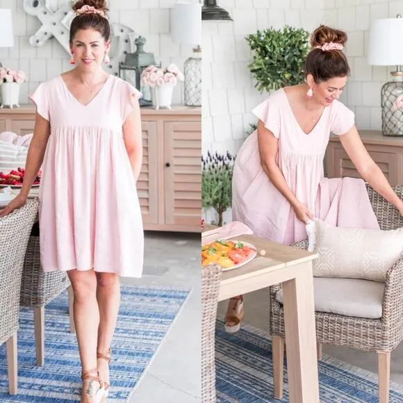 Emma Knudsen x Jillian Harris Collab Annie Babydoll linen mini dress Sz Medium