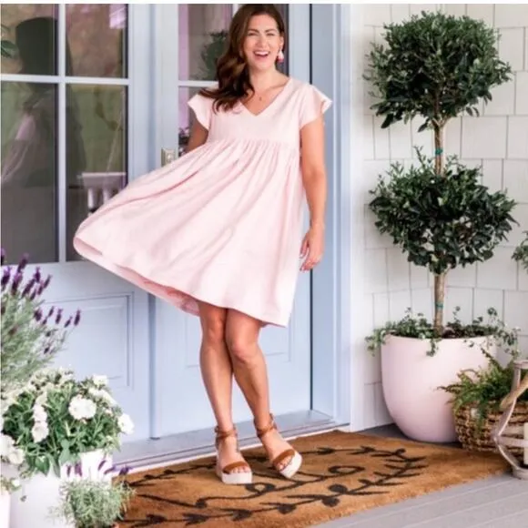 Emma Knudsen x Jillian Harris Collab Annie Babydoll linen mini dress Sz Medium