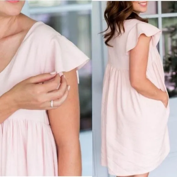 Emma Knudsen x Jillian Harris Collab Annie Babydoll linen mini dress Sz Medium