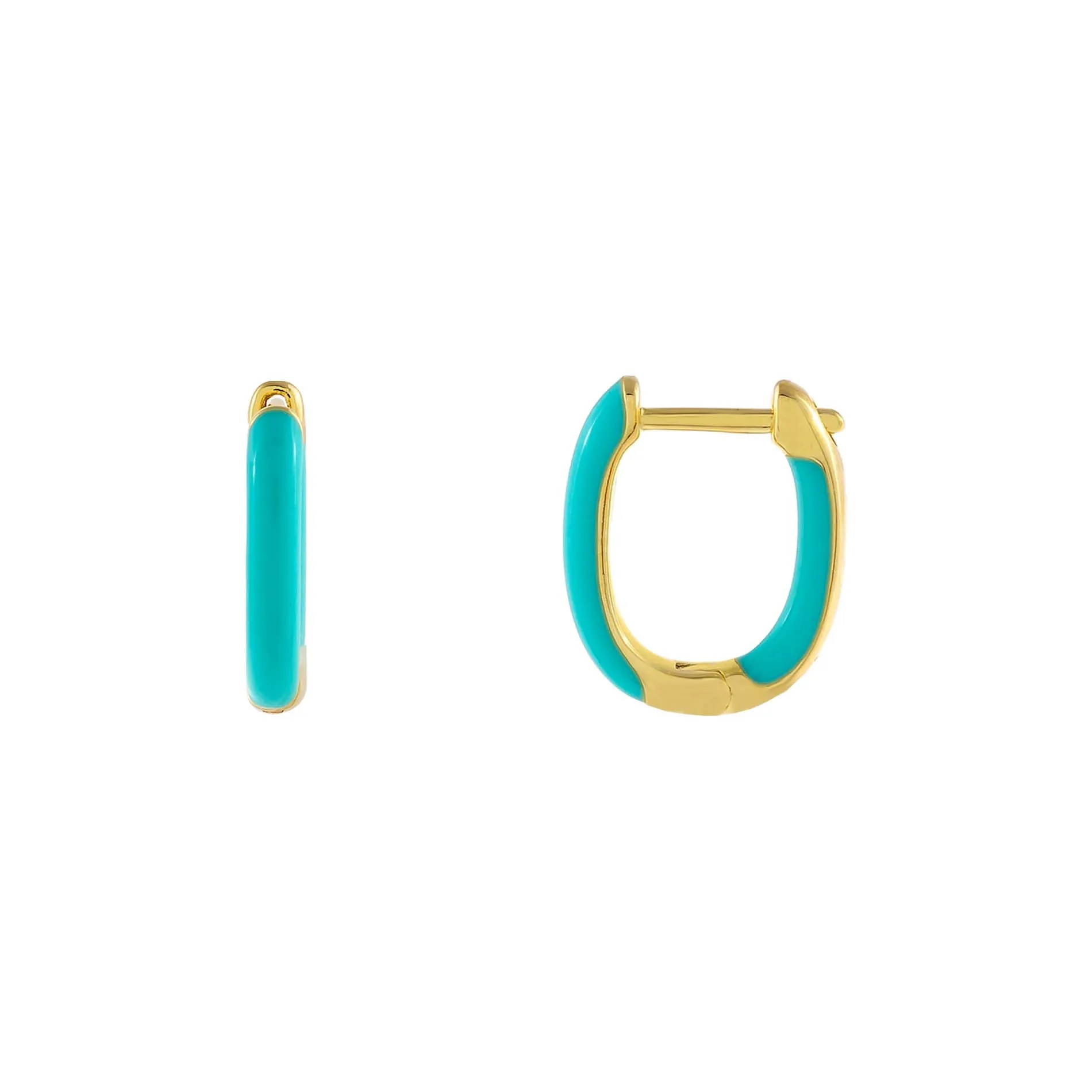 Enamel Colored Oval Huggie Earring