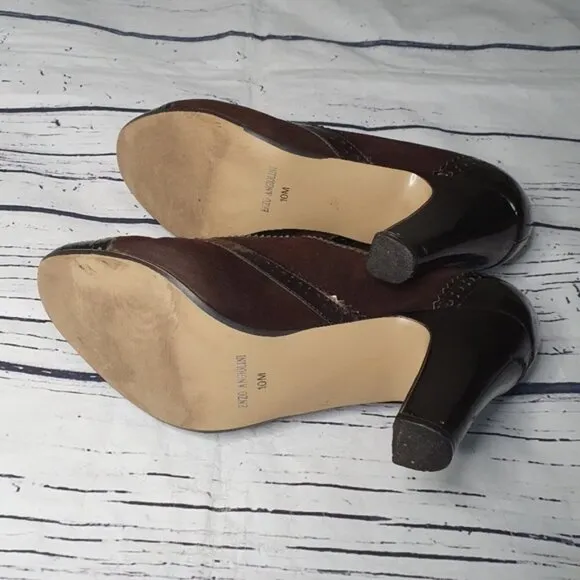 Enzo Angiolini &quot;Aeemelle&quot; Lace Up Dark Brown Suede Heels Size 10M