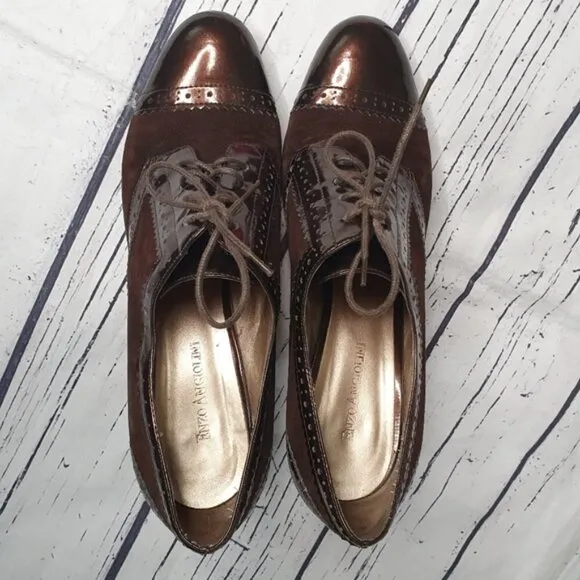 Enzo Angiolini &quot;Aeemelle&quot; Lace Up Dark Brown Suede Heels Size 10M