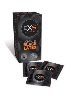 EXS | black latex comfy fit | 12 condooms