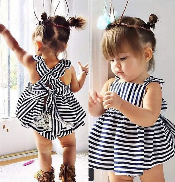Fashion Baby - Striped Backless Summer Outfit