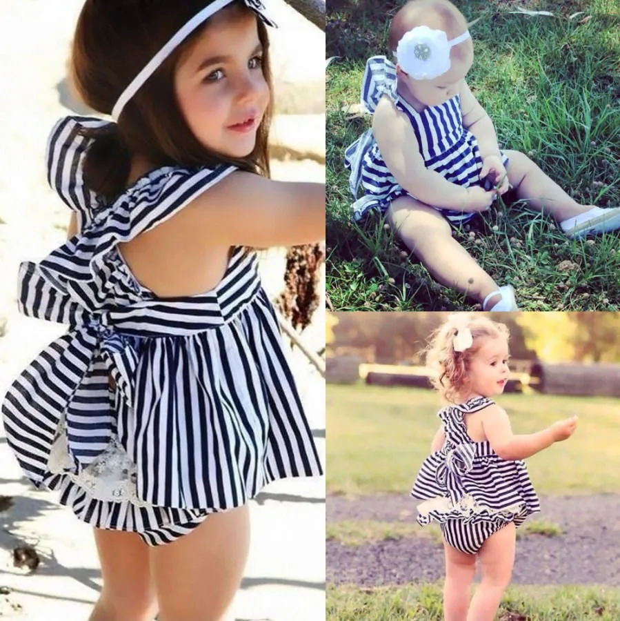 Fashion Baby - Striped Backless Summer Outfit