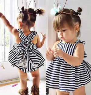 Fashion Baby - Striped Backless Summer Outfit