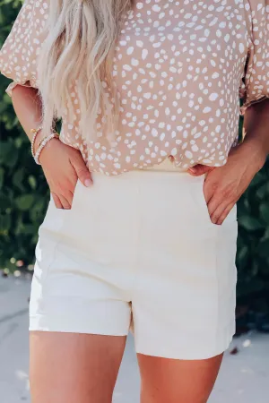 Fashion Forward High Waisted Shorts - Cream
