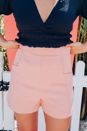 Fashion Forward High Waisted Shorts - Peach