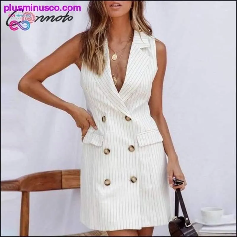 Fashion Stripe Sleeveless Office Lady Short Dress Women