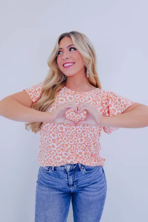 Fiora Flutter Sleeve Top - Coral