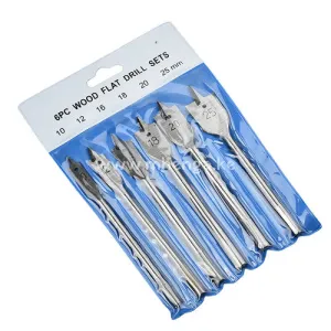 Flat Drill Bit Set, Spade Bit for Wood Spade Bits, Assorted, 3/8-Inch to 1-Inch, 6-Piece