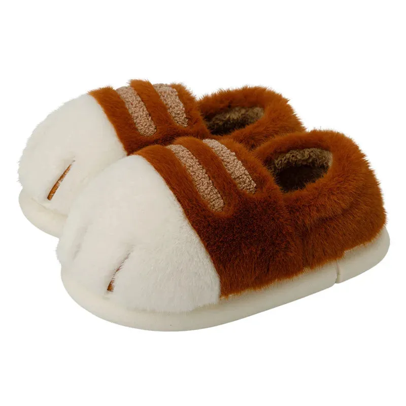 Flats Warm Plush Couples Cute cartoon cat winter Floor Slides Non-slip Shoes