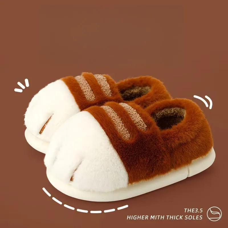 Flats Warm Plush Couples Cute cartoon cat winter Floor Slides Non-slip Shoes