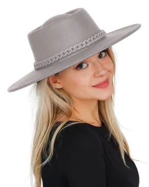 FLORA WIDE BRIM BOLERO FELT HAT - GRAY