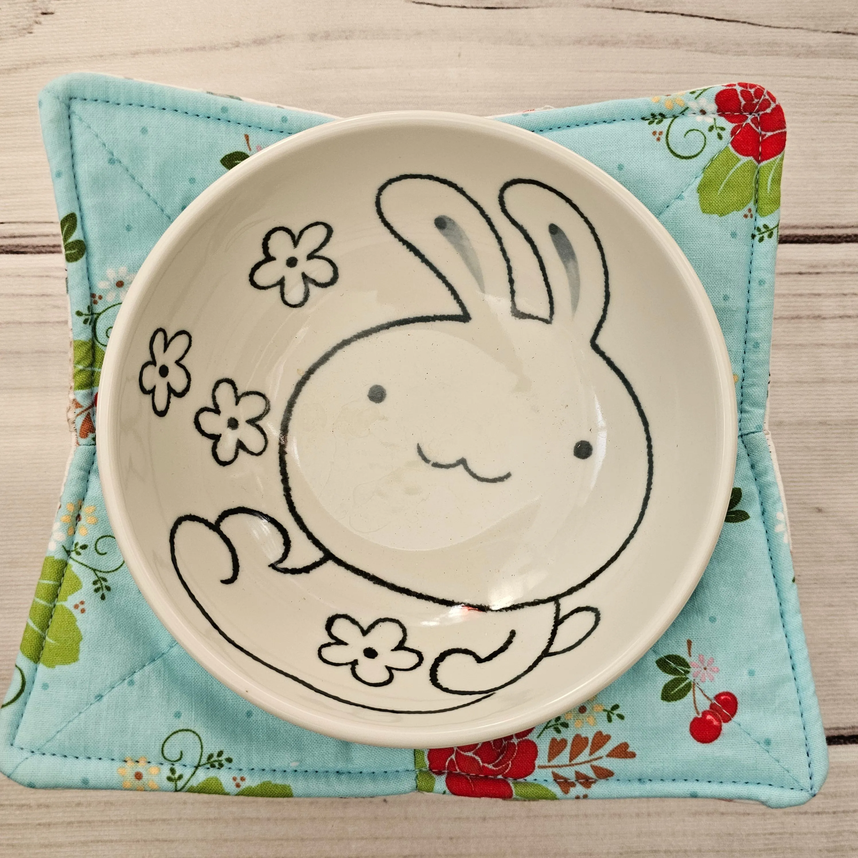 Forest Friends & Cherries - Reversible 100% Cotton Bowl Cozy
