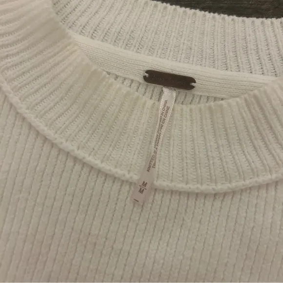 Free People Cozy White Knit Oversized Sweater