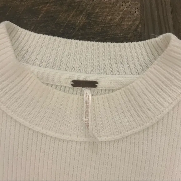 Free People Cozy White Knit Oversized Sweater