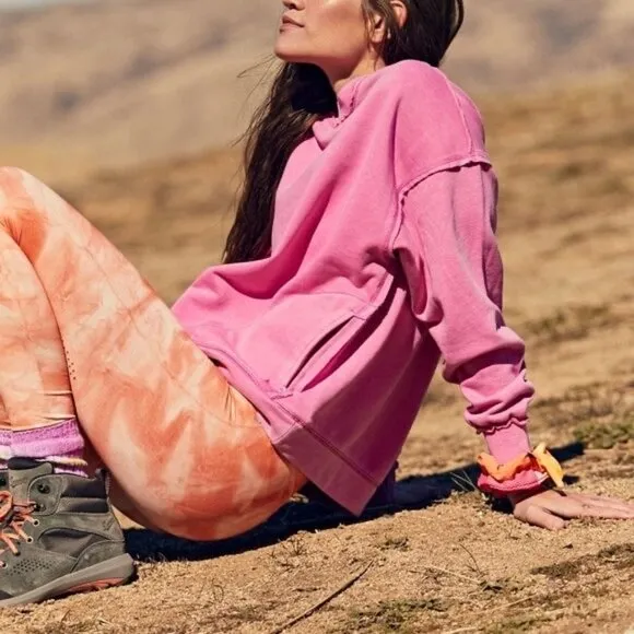 Free People Movement Pink Oversized Cozy Crew Neck Sweater