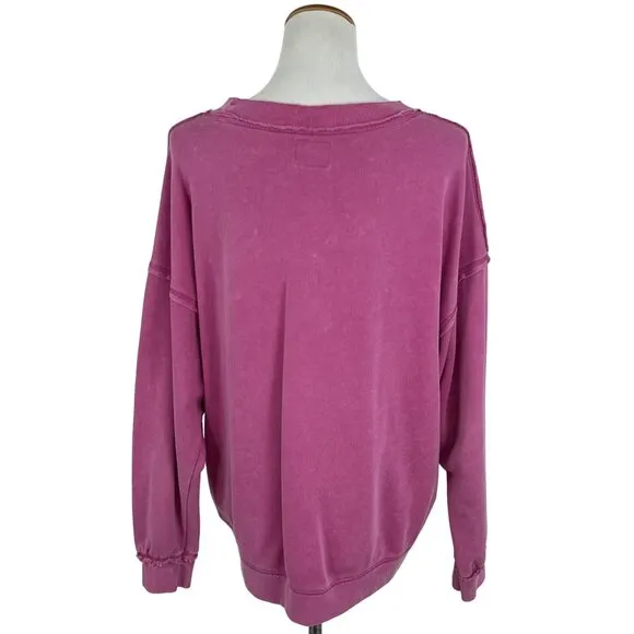 Free People Movement Pink Oversized Cozy Crew Neck Sweater