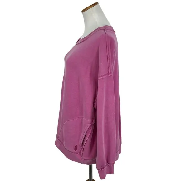 Free People Movement Pink Oversized Cozy Crew Neck Sweater