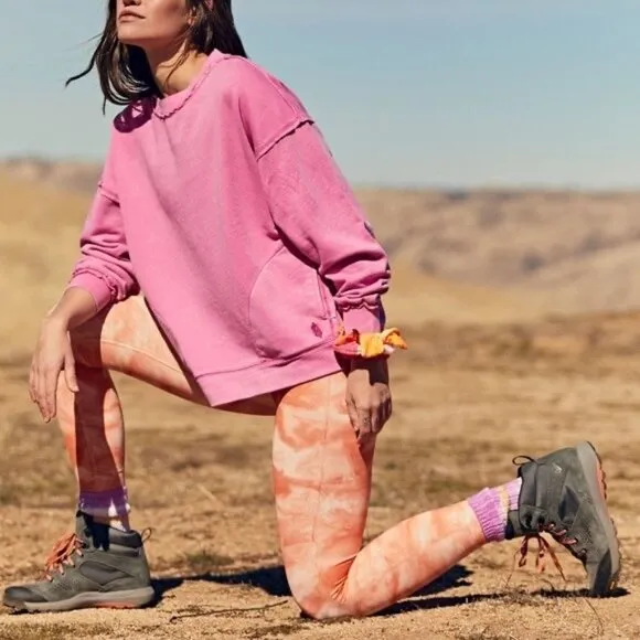 Free People Movement Pink Oversized Cozy Crew Neck Sweater