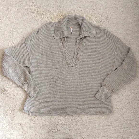 Free People Taupe (Pebble) Marlie Pullover Knit Sweater
