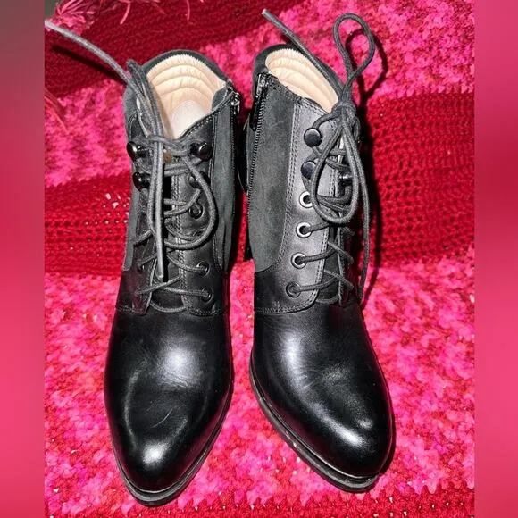 FRENCH CONNECTION Stiletto Platform Black Leather Booties Women’s Size 10 (40)