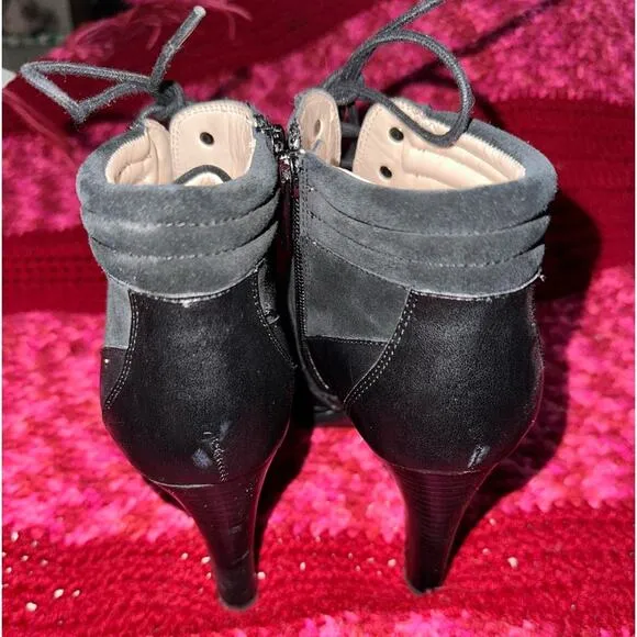 FRENCH CONNECTION Stiletto Platform Black Leather Booties Women’s Size 10 (40)