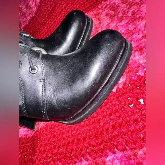 FRENCH CONNECTION Stiletto Platform Black Leather Booties Women’s Size 10 (40)