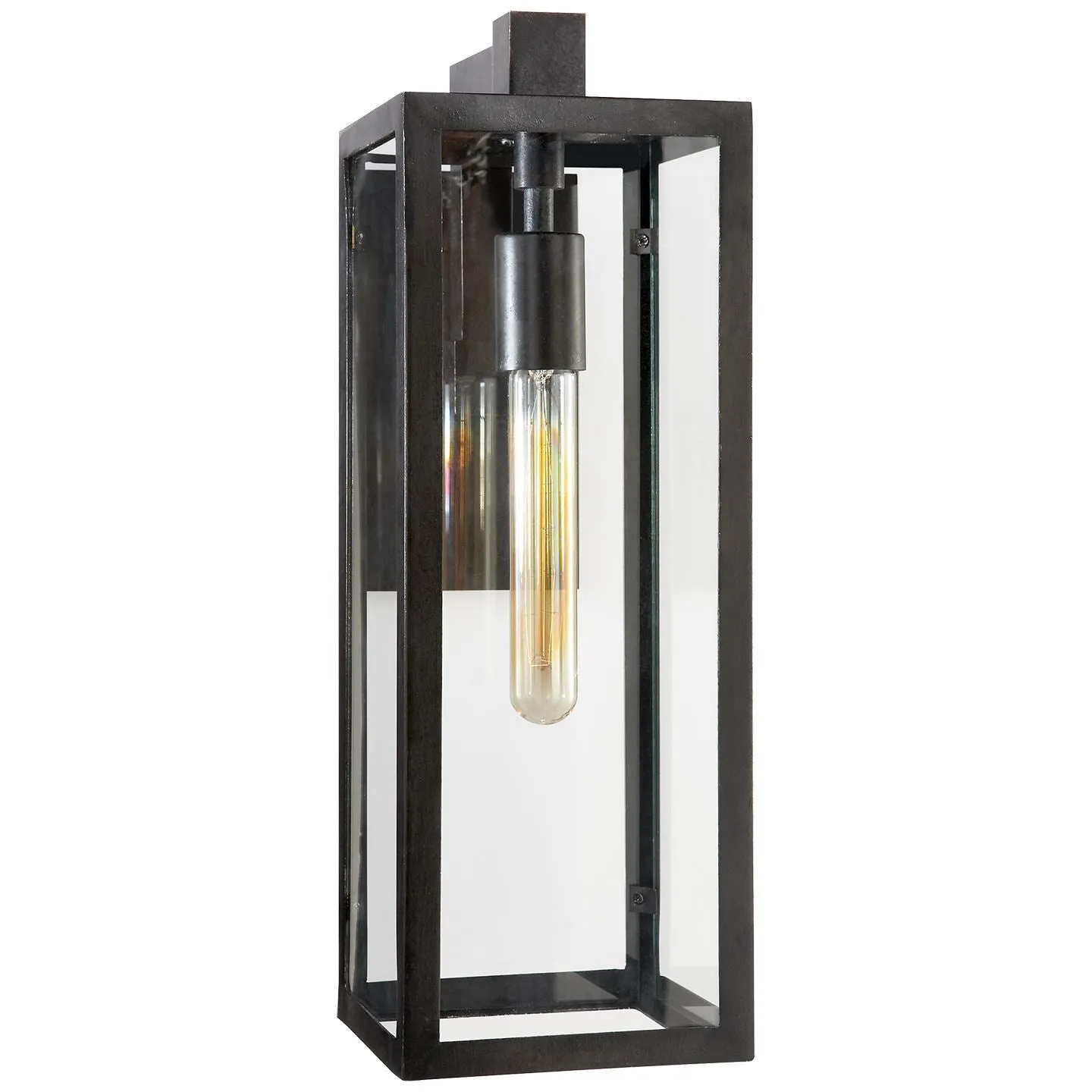 Fresno Framed Medium Sconce in Aged Iron with Clear Glass