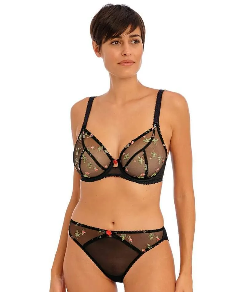 Freya Rose Blossom Underwire Plunge Bra - Black