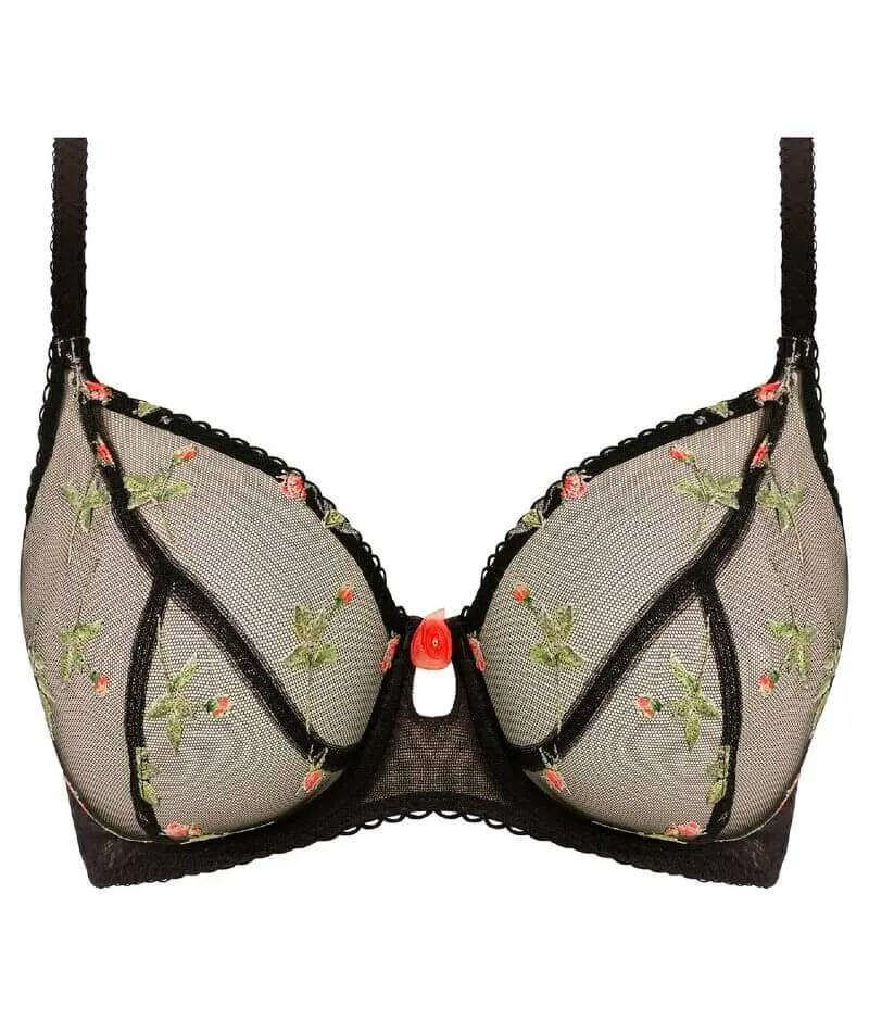 Freya Rose Blossom Underwire Plunge Bra - Black