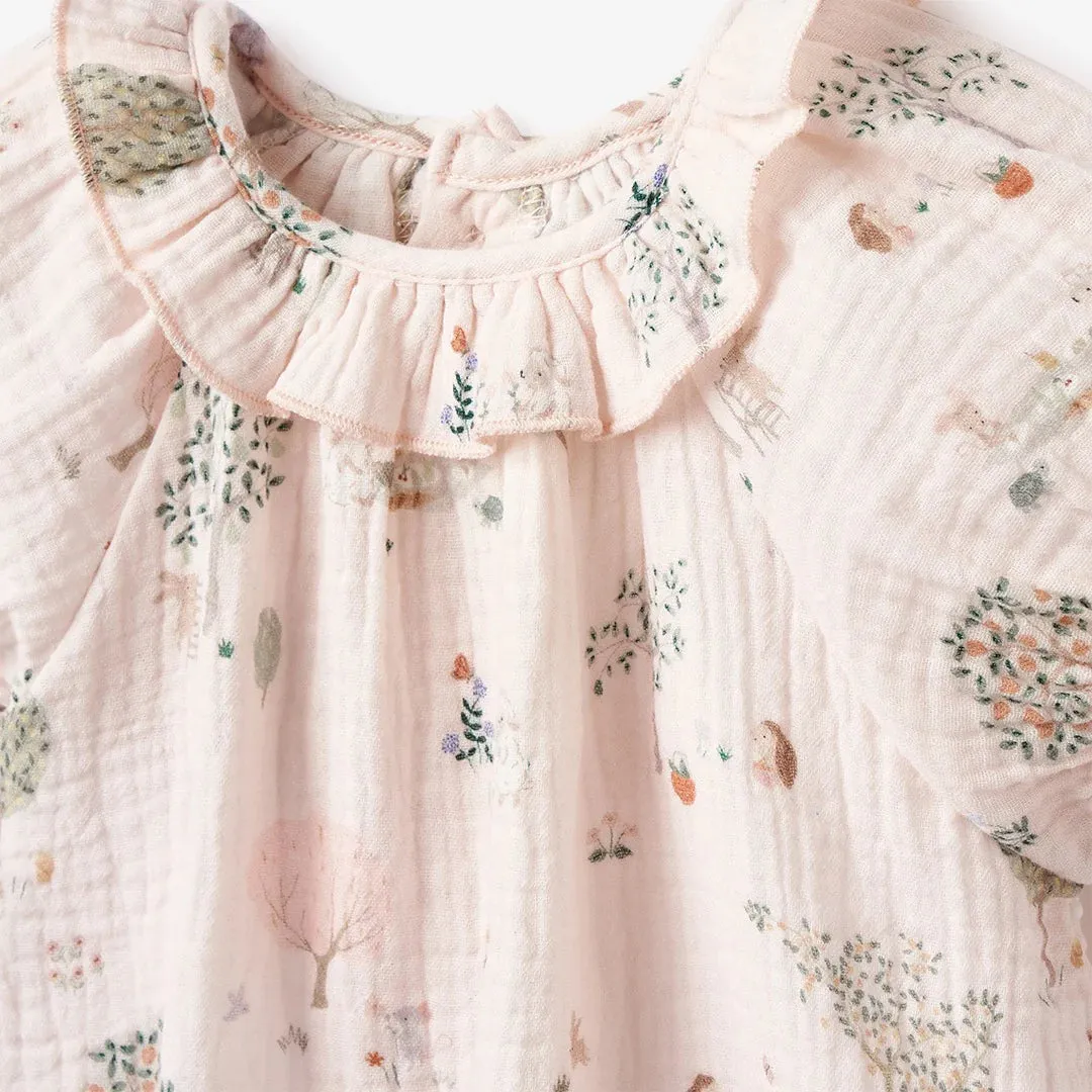 Garden Picnic Organic Ruffle Collar Top   Bloomer Set